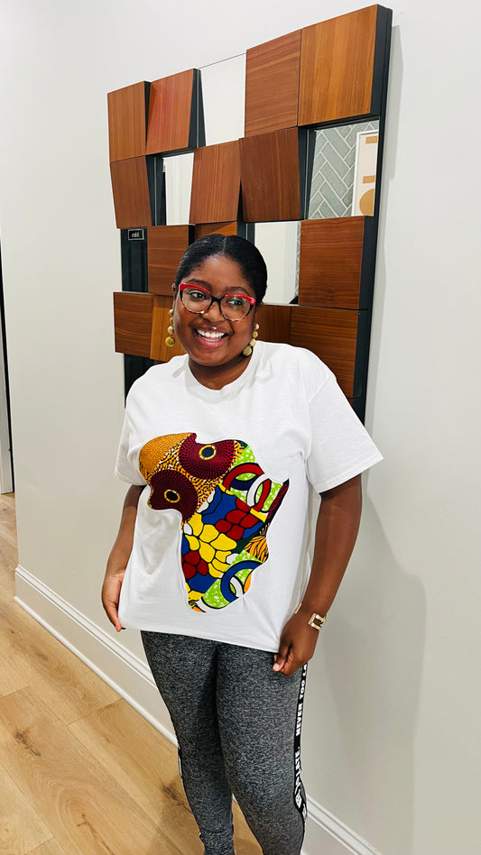 Unisex CUSTOM White T-Shirt w/ Africa Map - Delightful Couture