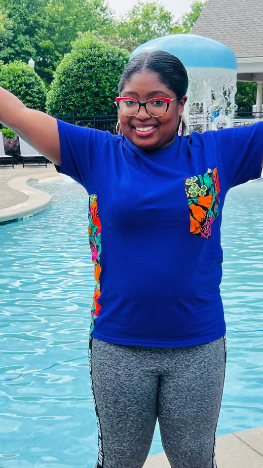 Unisex CUSTOM Purple T-Shirt w/ Front Pocket & Side-Stripe - Delightful Couture