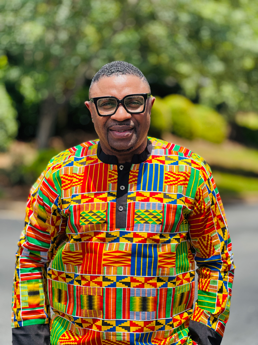 Men's READY-TO-WEAR Ghanian Design Inspired T-Shirt w/ Long Sleeves