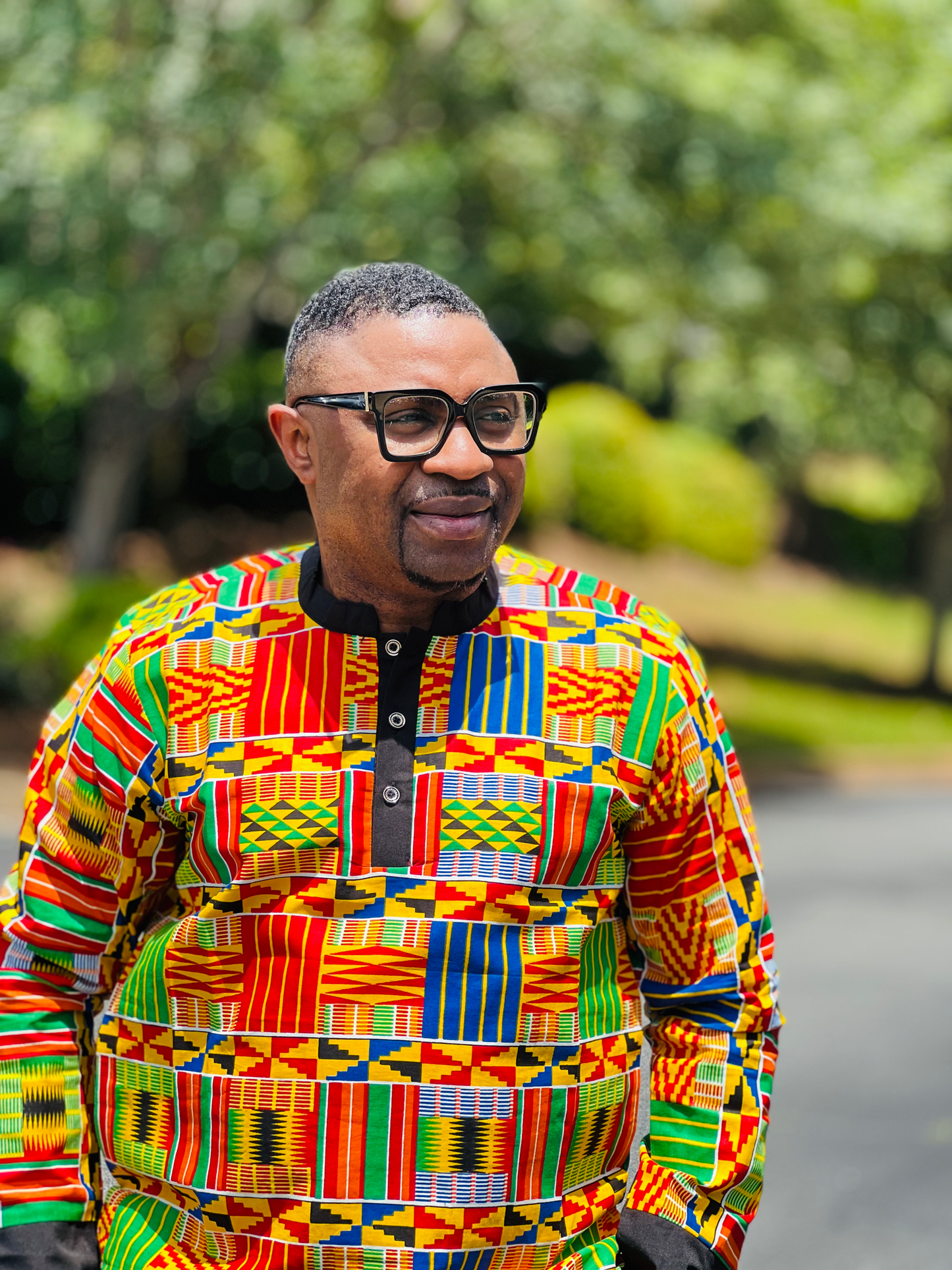Men's READY-TO-WEAR Ghanian Design Inspired T-Shirt w/ Long Sleeves