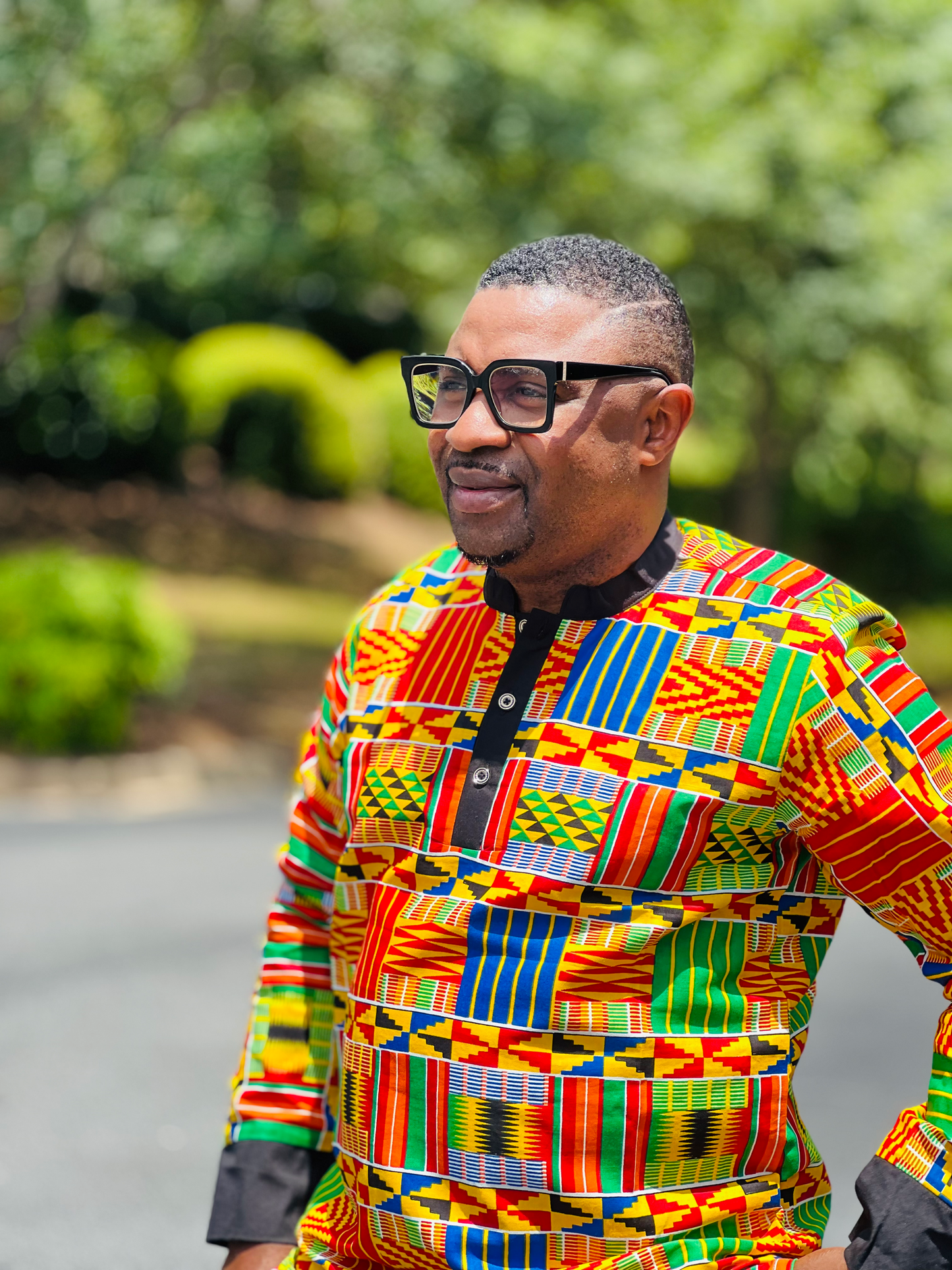 Men's READY-TO-WEAR Ghanian Design Inspired T-Shirt w/ Long Sleeves