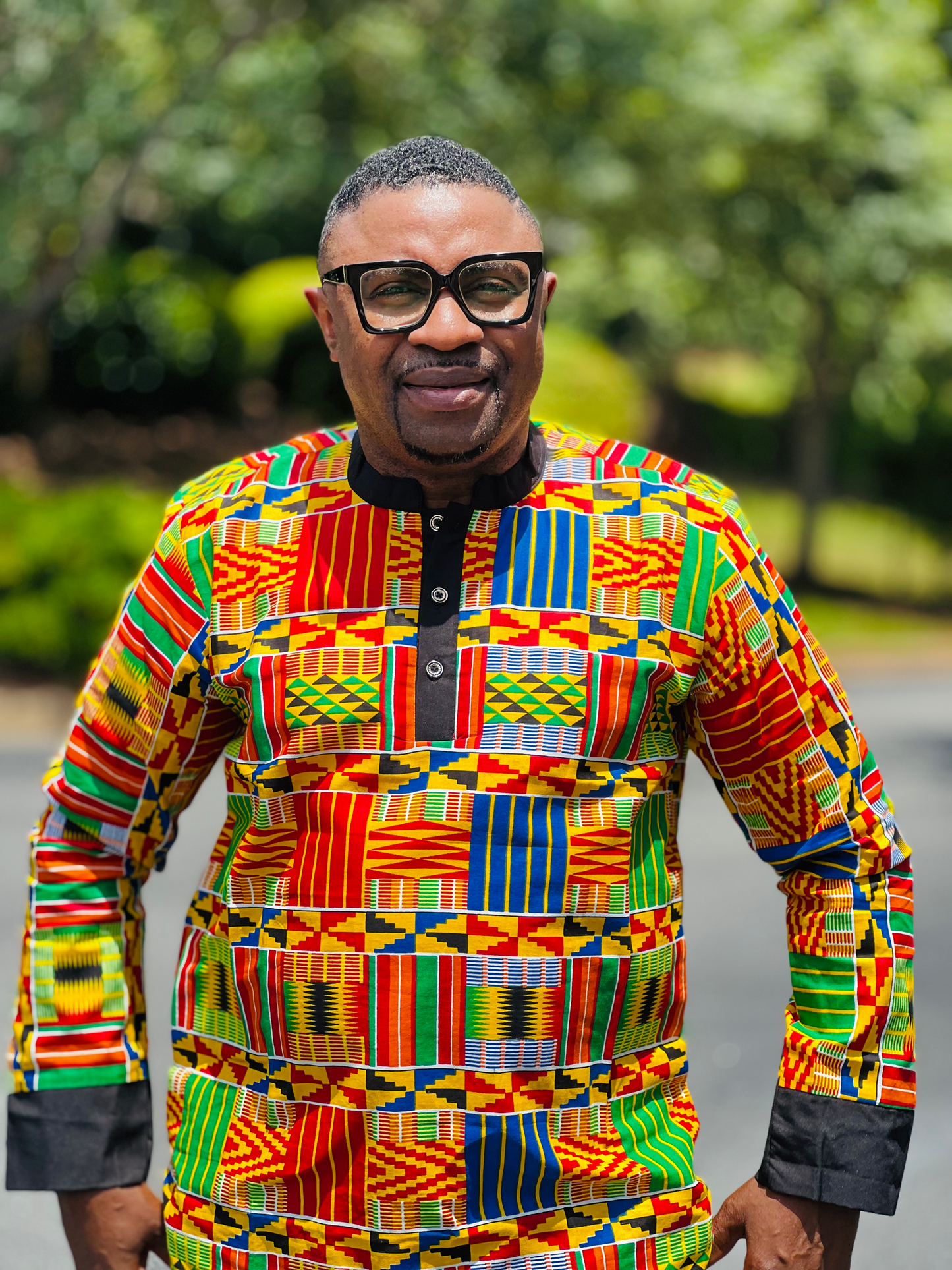 Men's READY-TO-WEAR Ghanian Design Inspired T-Shirt w/ Long Sleeves
