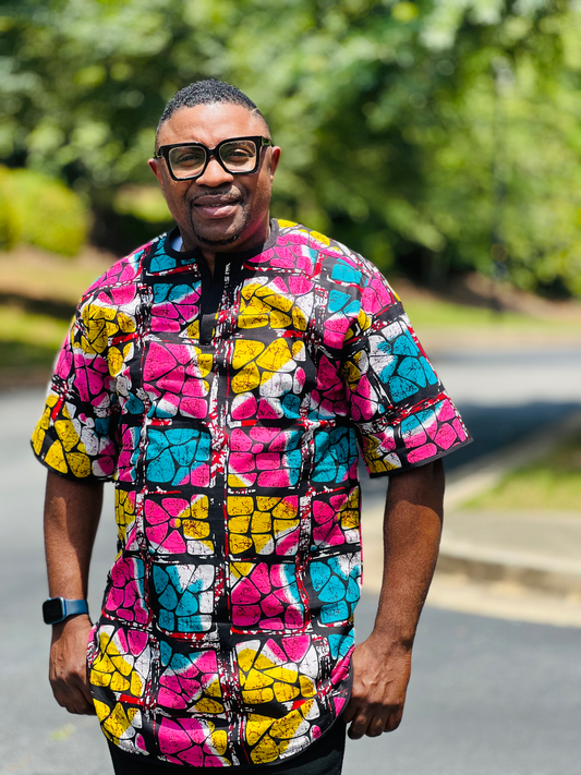 Men's READY-TO-WEAR Geometric Patterned T-Shirt w/ Short Sleeves