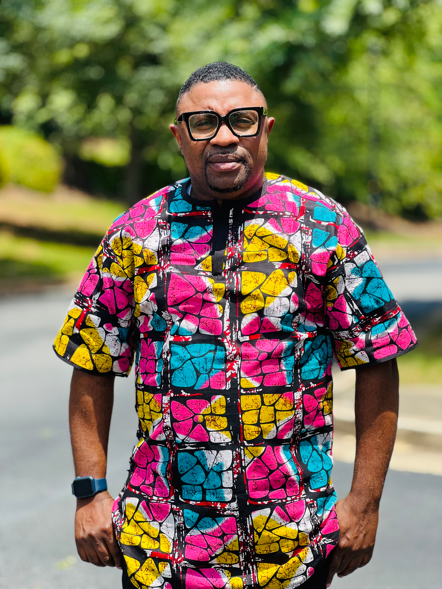 Men's READY-TO-WEAR Geometric Patterned T-Shirt w/ Short Sleeves