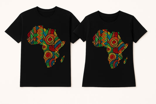 Couple's Unisex CUSTOM Colored T-Shirt w/ Matching Africa Map Design - Delightful Couture