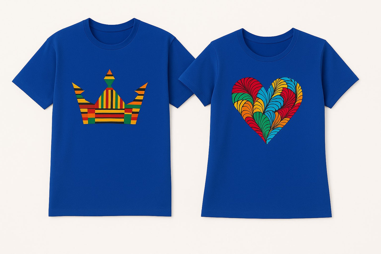 Couple's Unisex CUSTOM Colored T-Shirt w/ Matching Crown & Heart Design - Delightful Couture