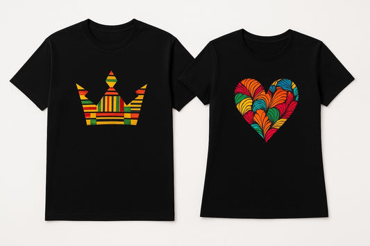 Couple's Unisex CUSTOM Colored T-Shirt w/ Matching Crown & Heart Design - Delightful Couture