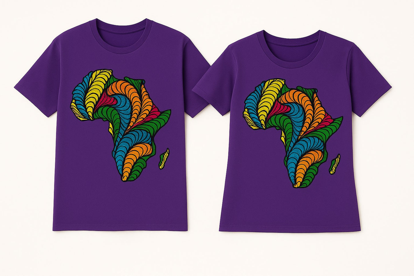 Couple's Unisex CUSTOM Colored T-Shirt w/ Matching Africa Map Design - Delightful Couture