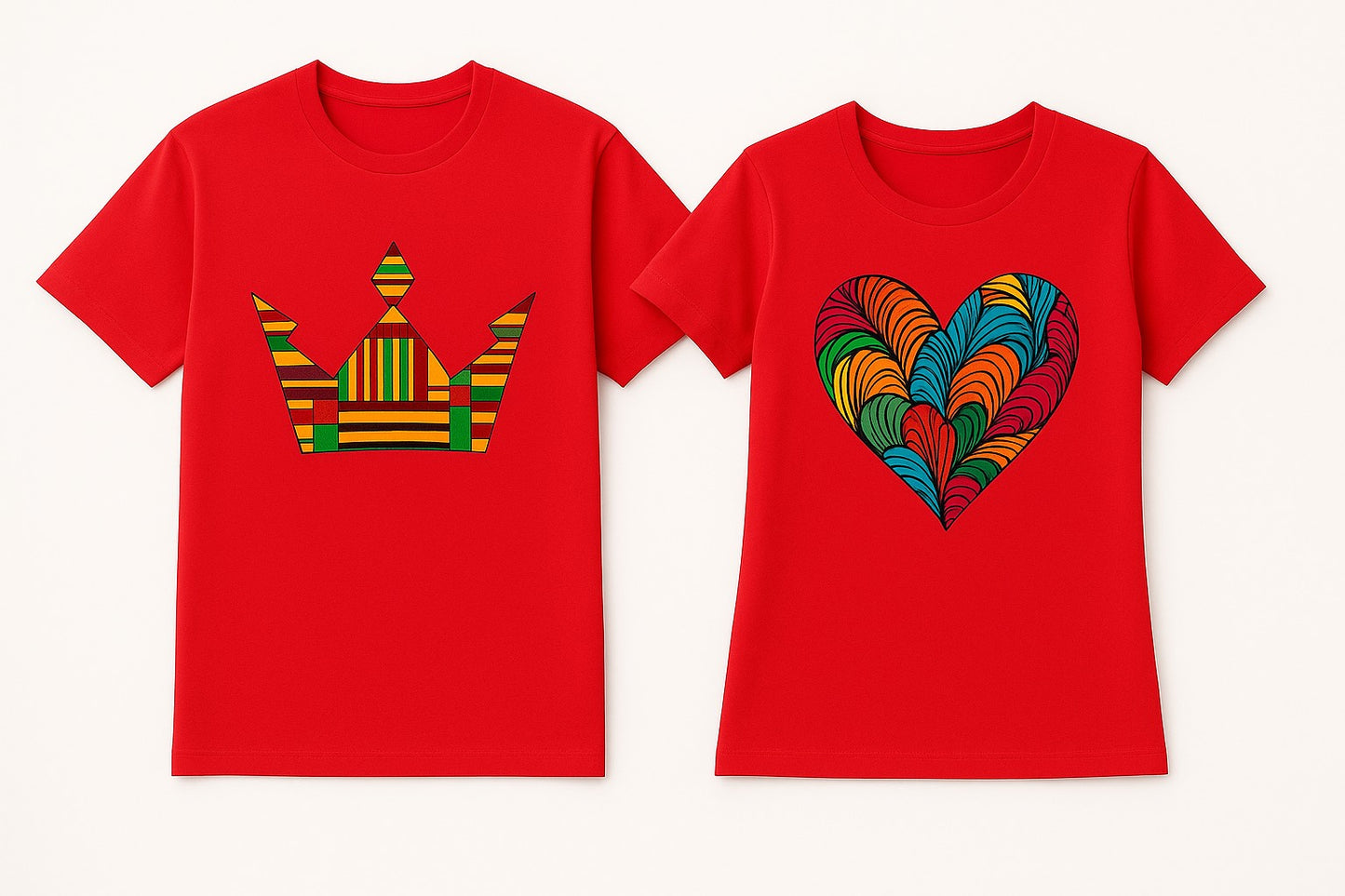 Couple's Unisex CUSTOM Colored T-Shirt w/ Matching Crown & Heart Design - Delightful Couture