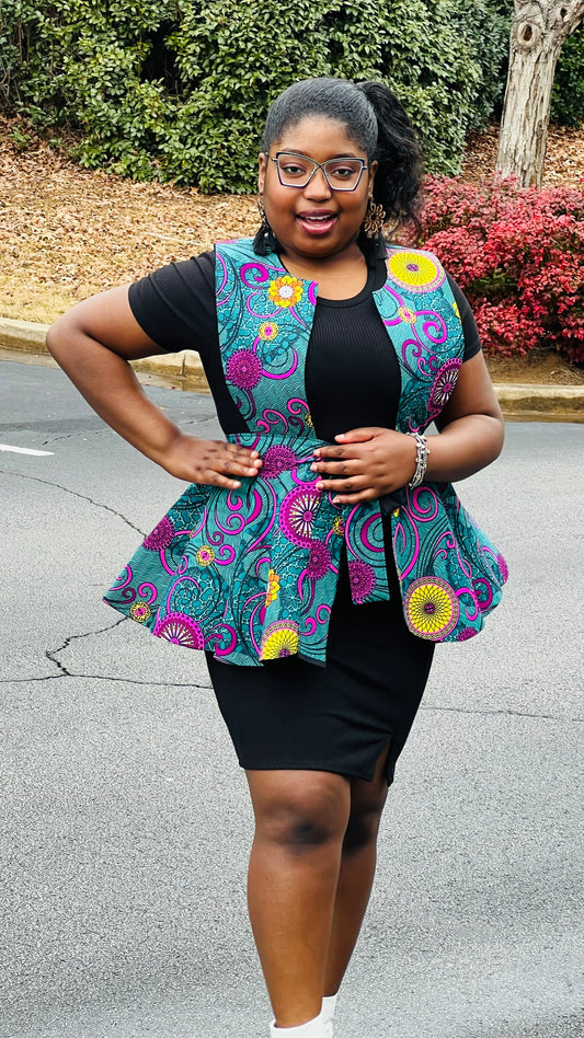 Women's African Print Ankara Pinafore Peplum | DelightfulCouture