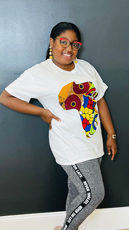 Unisex CUSTOM White T-Shirt w/ Africa Map - Delightful Couture