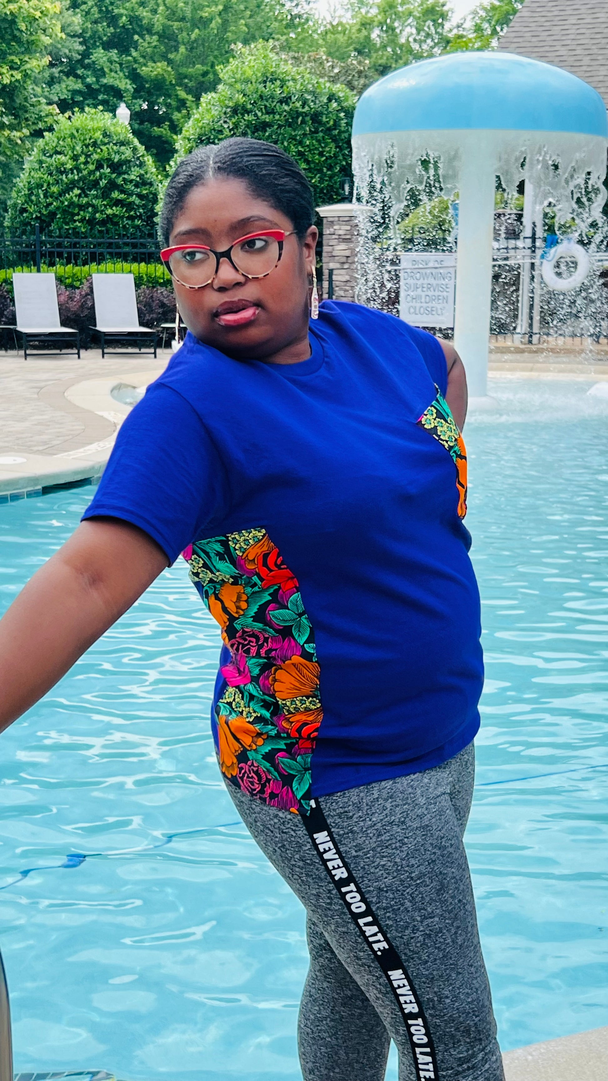 Unisex CUSTOM Purple T-Shirt w/ Front Pocket & Side-Stripe - Delightful Couture