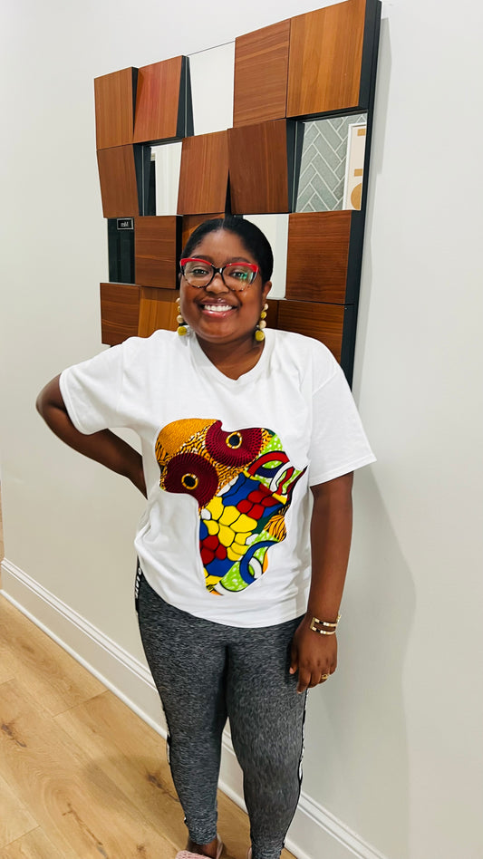 Unisex CUSTOM White T-Shirt w/ Africa Map - Delightful Couture