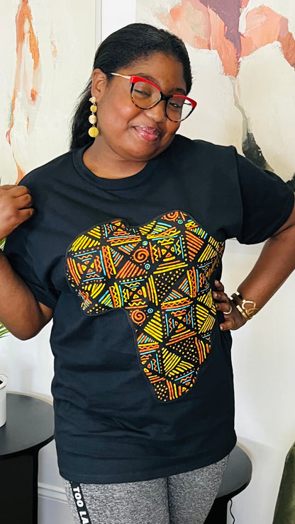 Unisex CUSTOM Black T-Shirt w/ Africa Map - Delightful Couture