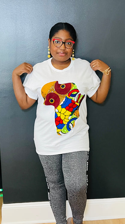 Unisex CUSTOM White T-Shirt w/ Africa Map - Delightful Couture
