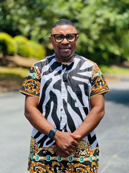 Men's READY-TO-WEAR Black & White T-Shirt w/ Short Sleeves