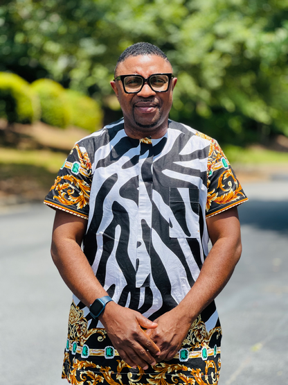 Men's READY-TO-WEAR Black & White T-Shirt w/ Short Sleeves