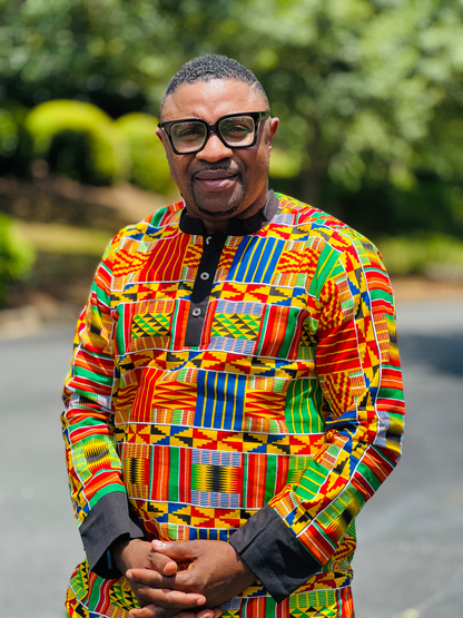 Men's READY-TO-WEAR Ghanian Design Inspired T-Shirt w/ Long Sleeves