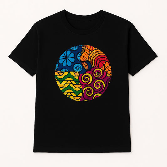 Unisex CUSTOM Black T-Shirt w/ Patterned Circle Design - Delightful Couture