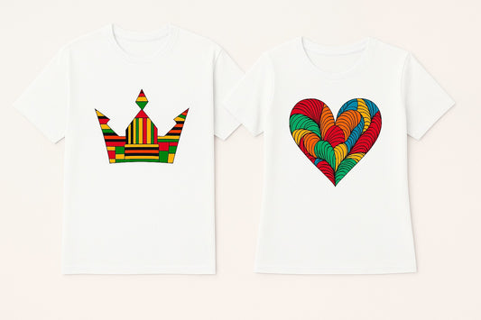 Couple's Unisex CUSTOM Colored T-Shirt w/ Matching Crown & Heart Design - Delightful Couture