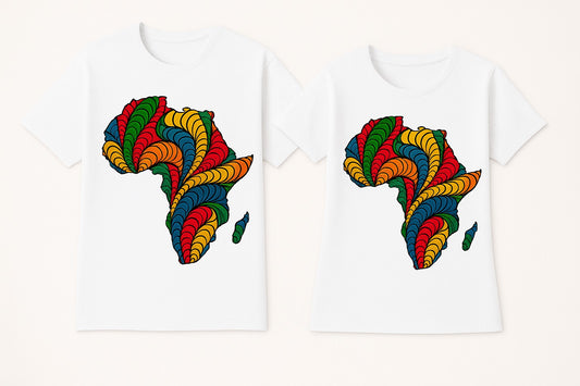 Couple's Unisex CUSTOM Colored T-Shirt w/ Matching Africa Map Design - Delightful Couture