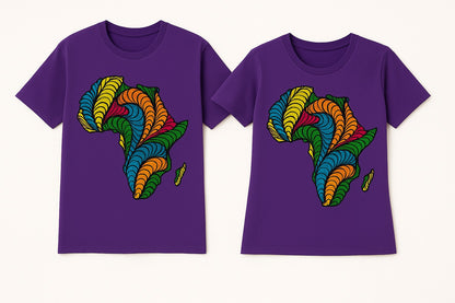 Couple's Unisex CUSTOM Colored T-Shirt w/ Matching Africa Map Design - Delightful Couture