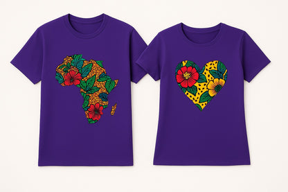 Couple's Unisex CUSTOM Colored T-Shirt w/ Matching Africa Map Design - Delightful Couture