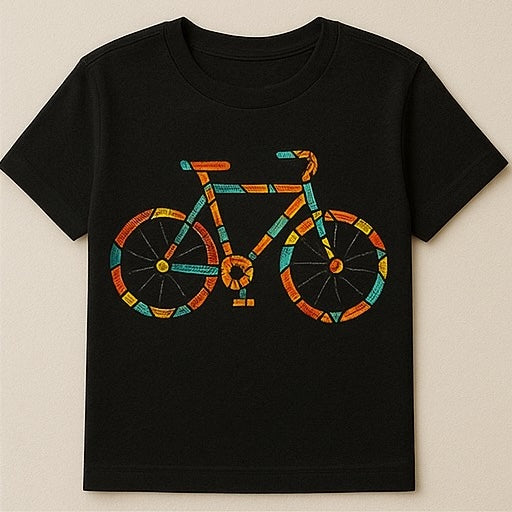 Unisex CUSTOM Black T-Shirt w/ Bicycle Design - Delightful Couture
