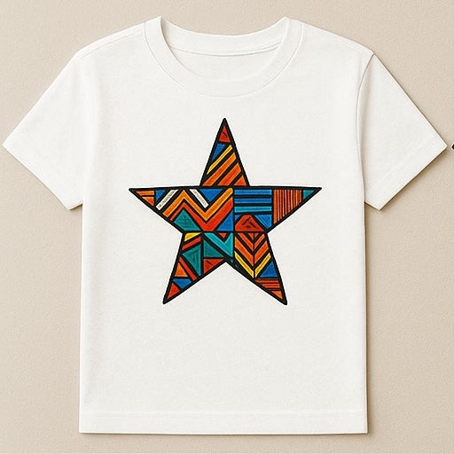 Unisex CUSTOM White T-Shirt w/ Star Design - Delightful Couture