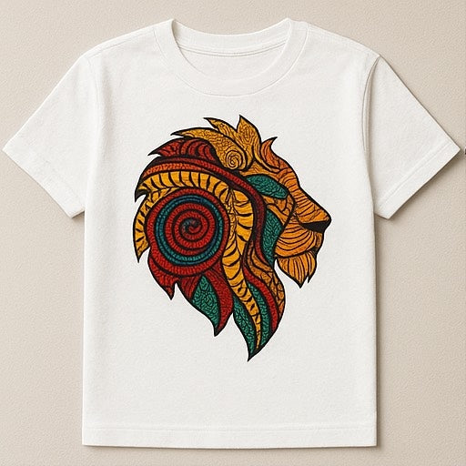 Unisex CUSTOM White T-Shirt w/ Lion Design - Delightful Couture