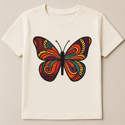 Unisex CUSTOM White T-Shirt w/ Butterfly Design - Delightful Couture