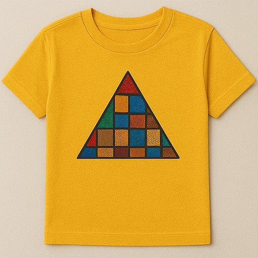 Unisex CUSTOM Yellow T-Shirt w/ Geometric Triangle Design - Delightful Couture