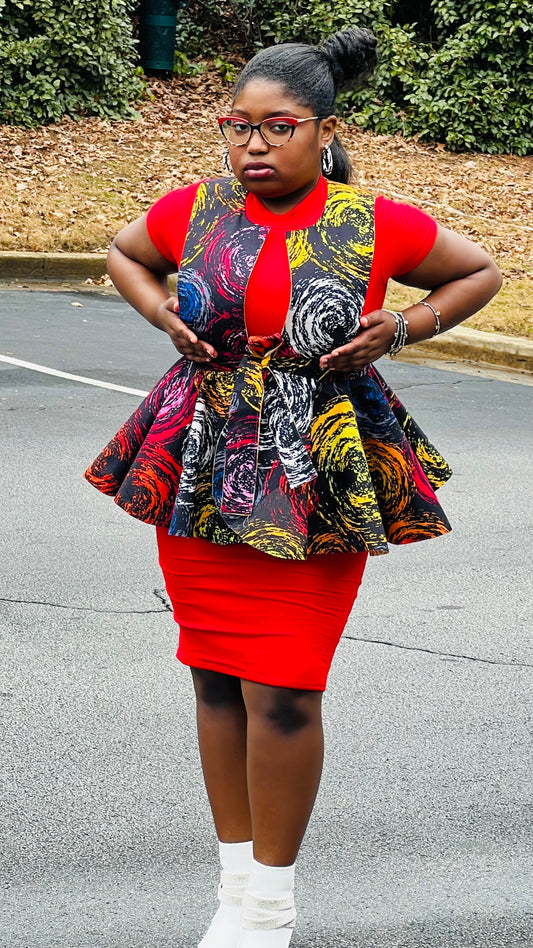 Hand-Crafted Reversible 720° Ankara Pinafore Peplum - DC444