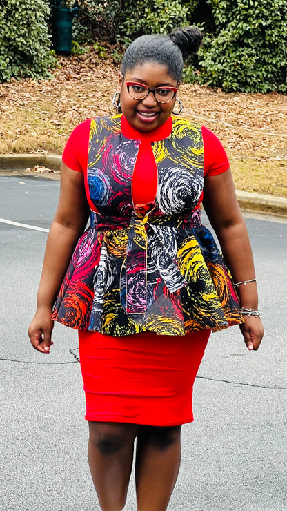 Hand-Crafted Reversible 720° Ankara Pinafore Peplum - DC404