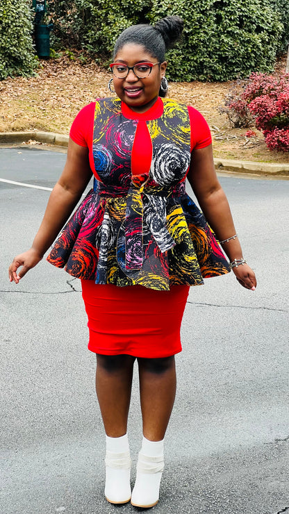Hand-Crafted Reversible 720° Ankara Pinafore Peplum - DC404