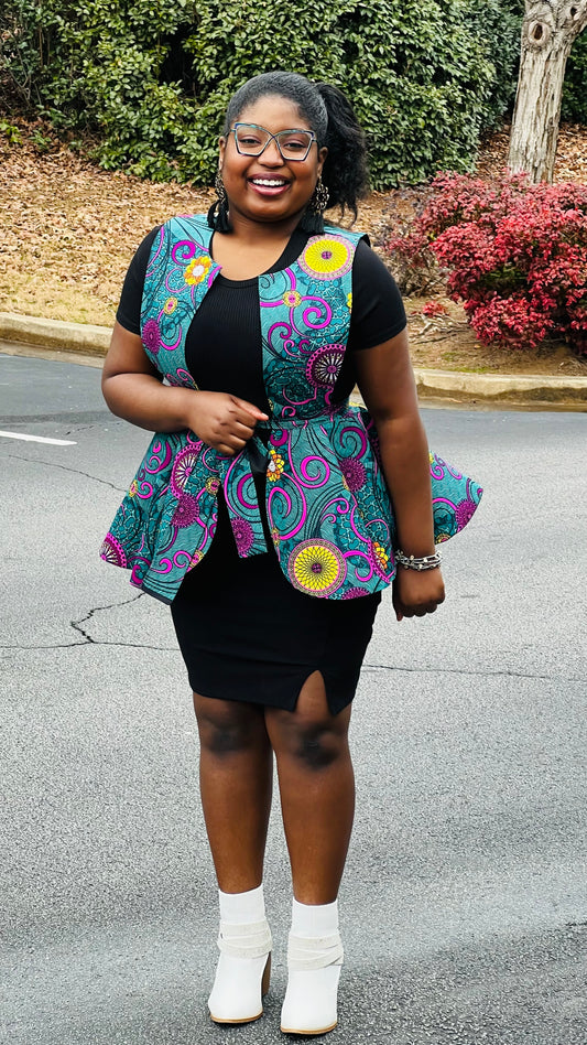 Hand-Crafted Reversible 720° Ankara Pinafore Peplum - DC474