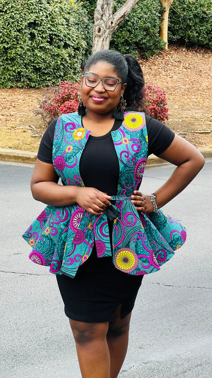 Hand-Crafted Reversible 720° Ankara Pinafore Peplum - DC474