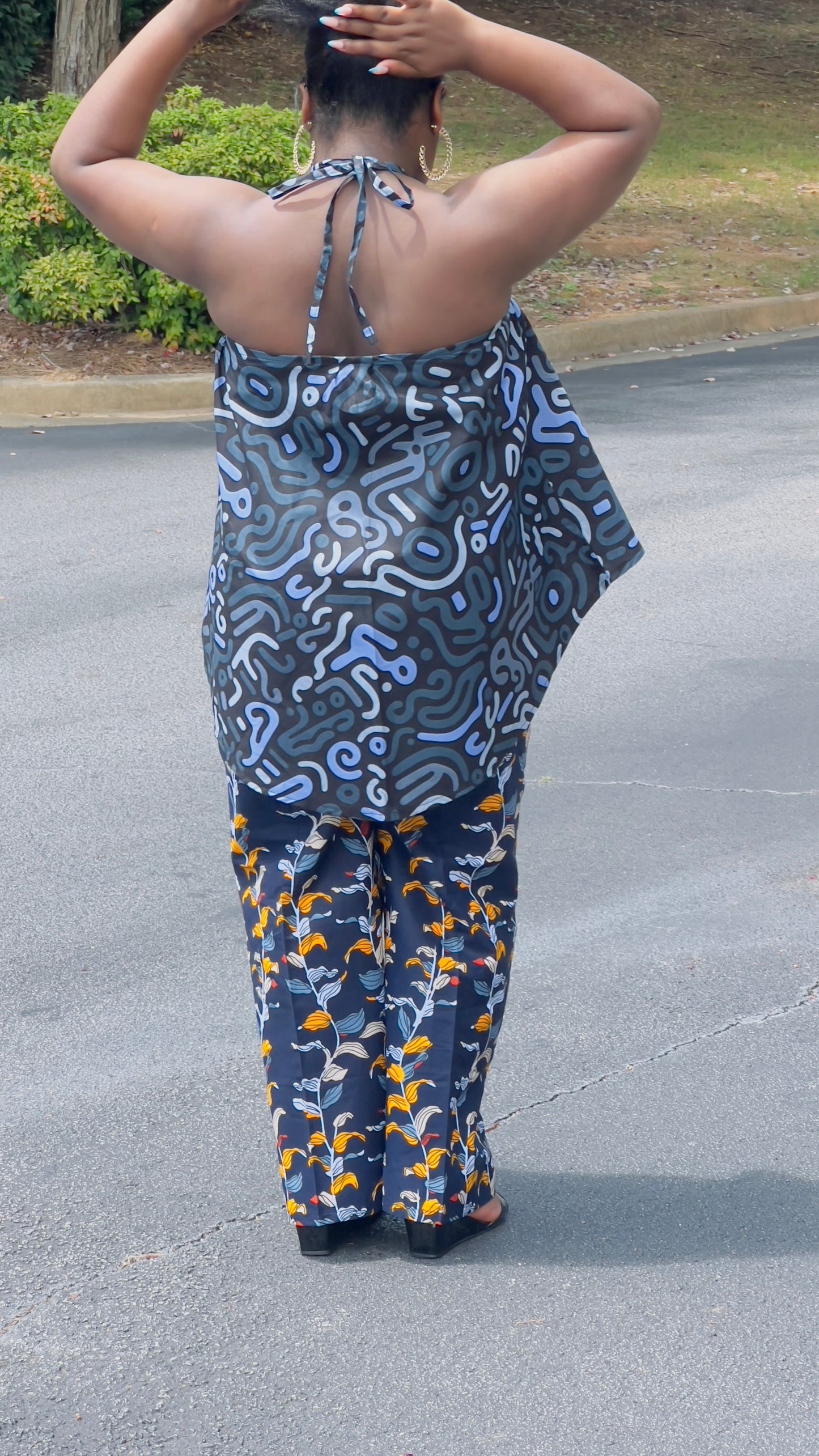 Women's Ankara Cool-Colored 2-Piece Set w/ Sleeveless Shoulders