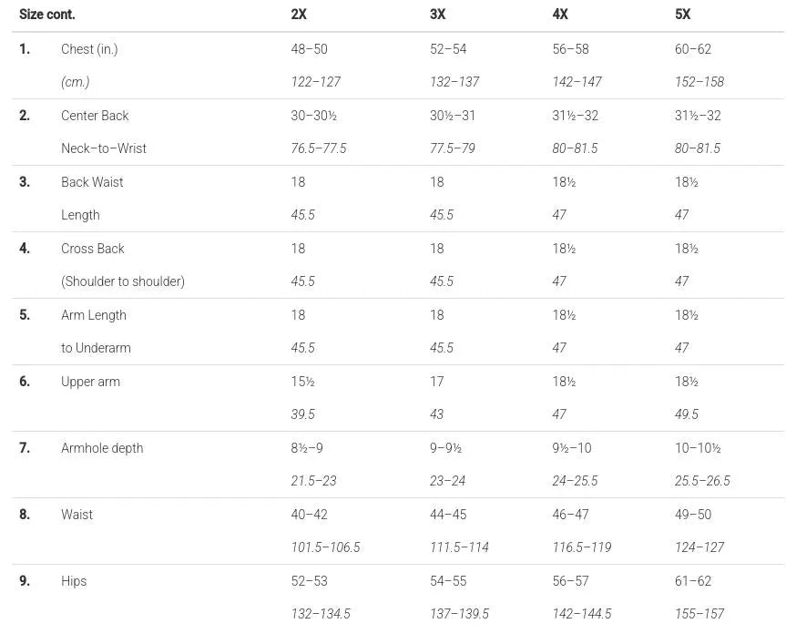 Size Chart (cont.) - ALL Products - Delightful Couture