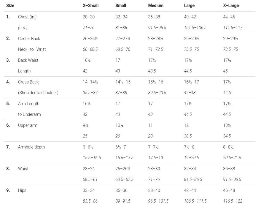 Size Chart - ALL Products - Delightful Couture