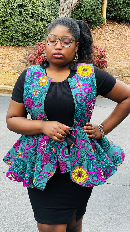 Women's African Print Ankara Pinafore Peplum | DelightfulCouture