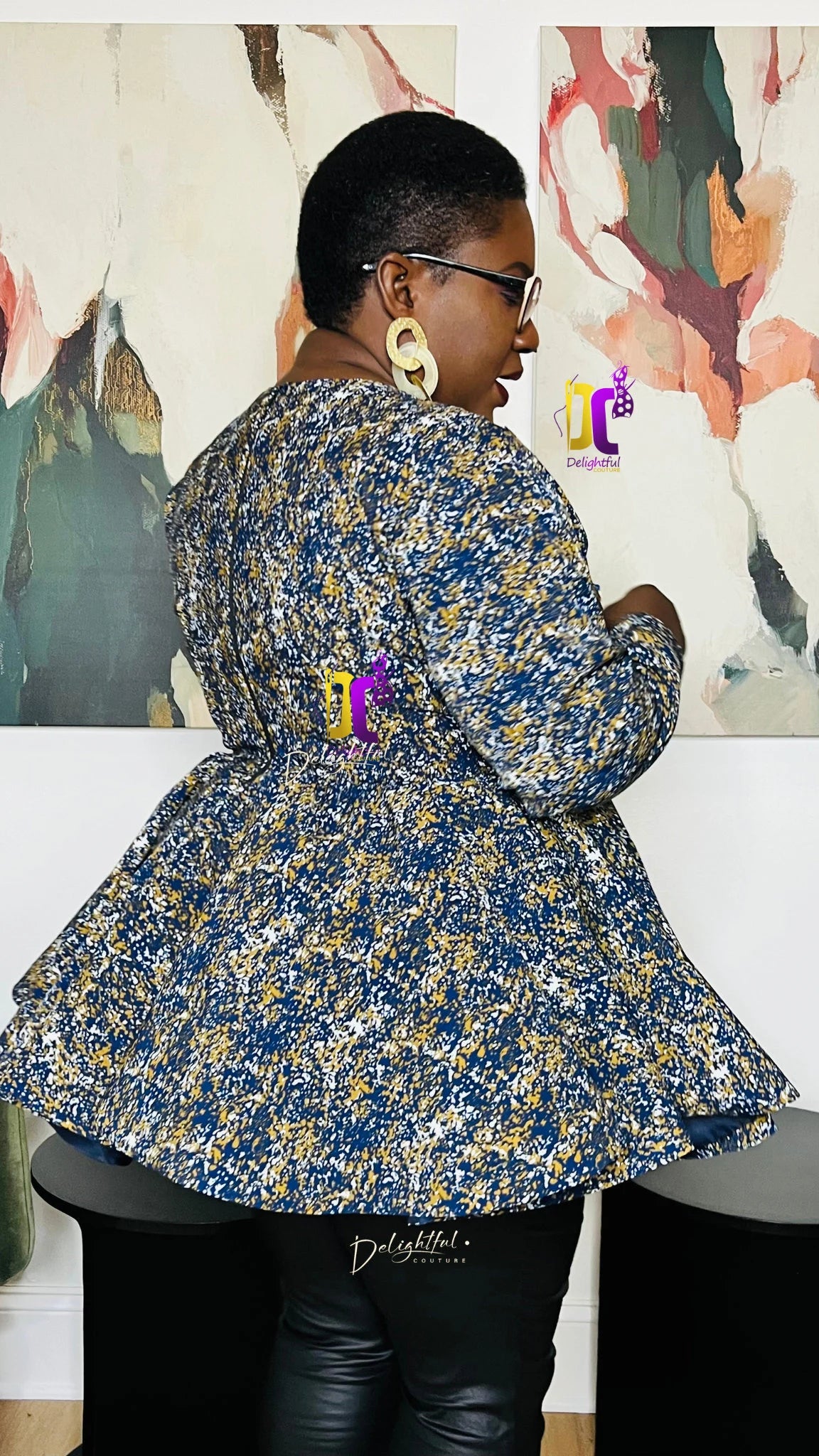 Women's African Print Crepe Peplum Blouse | DelightfulCouture