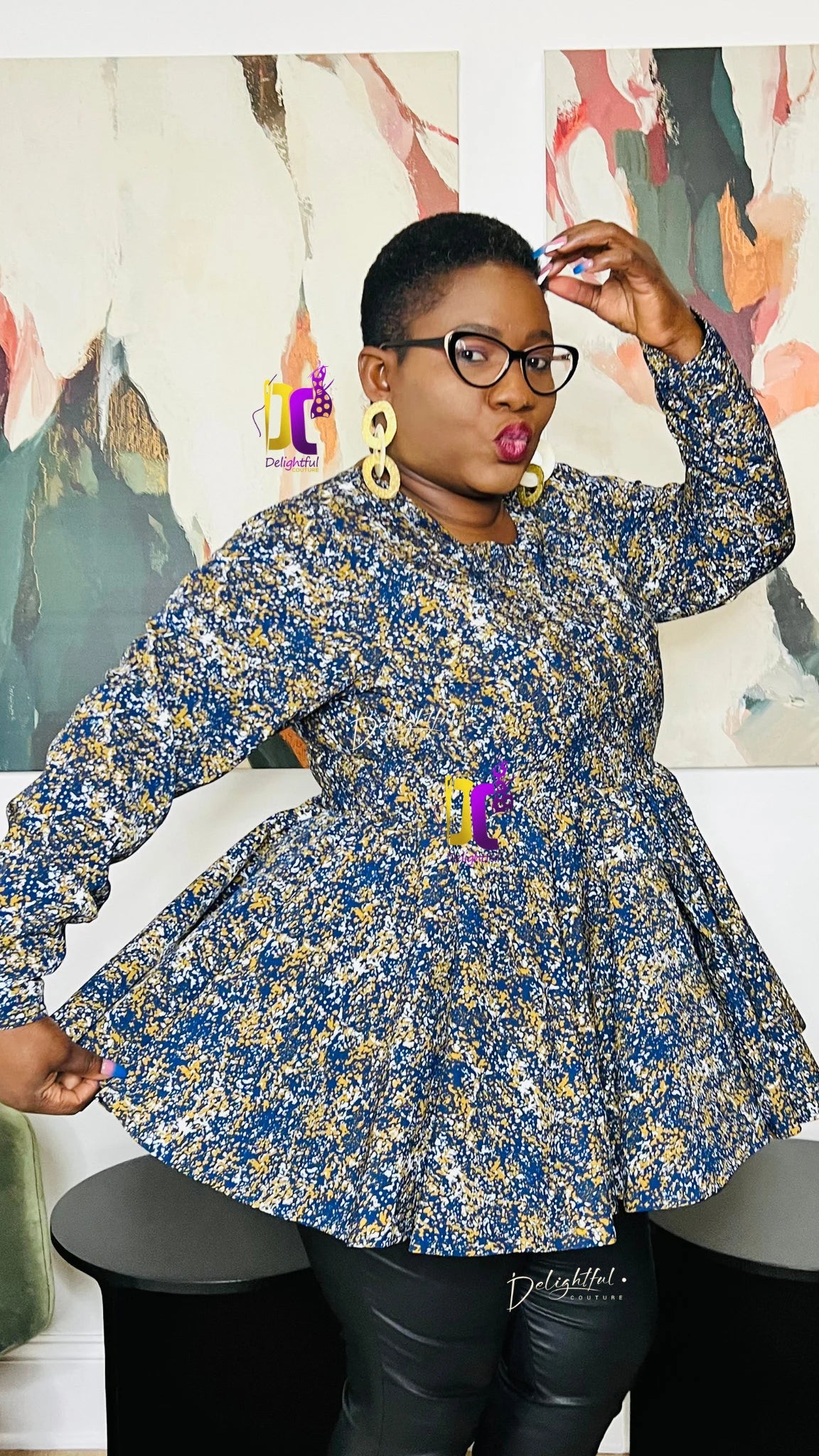 Women's African Print Crepe Peplum Blouse | DelightfulCouture