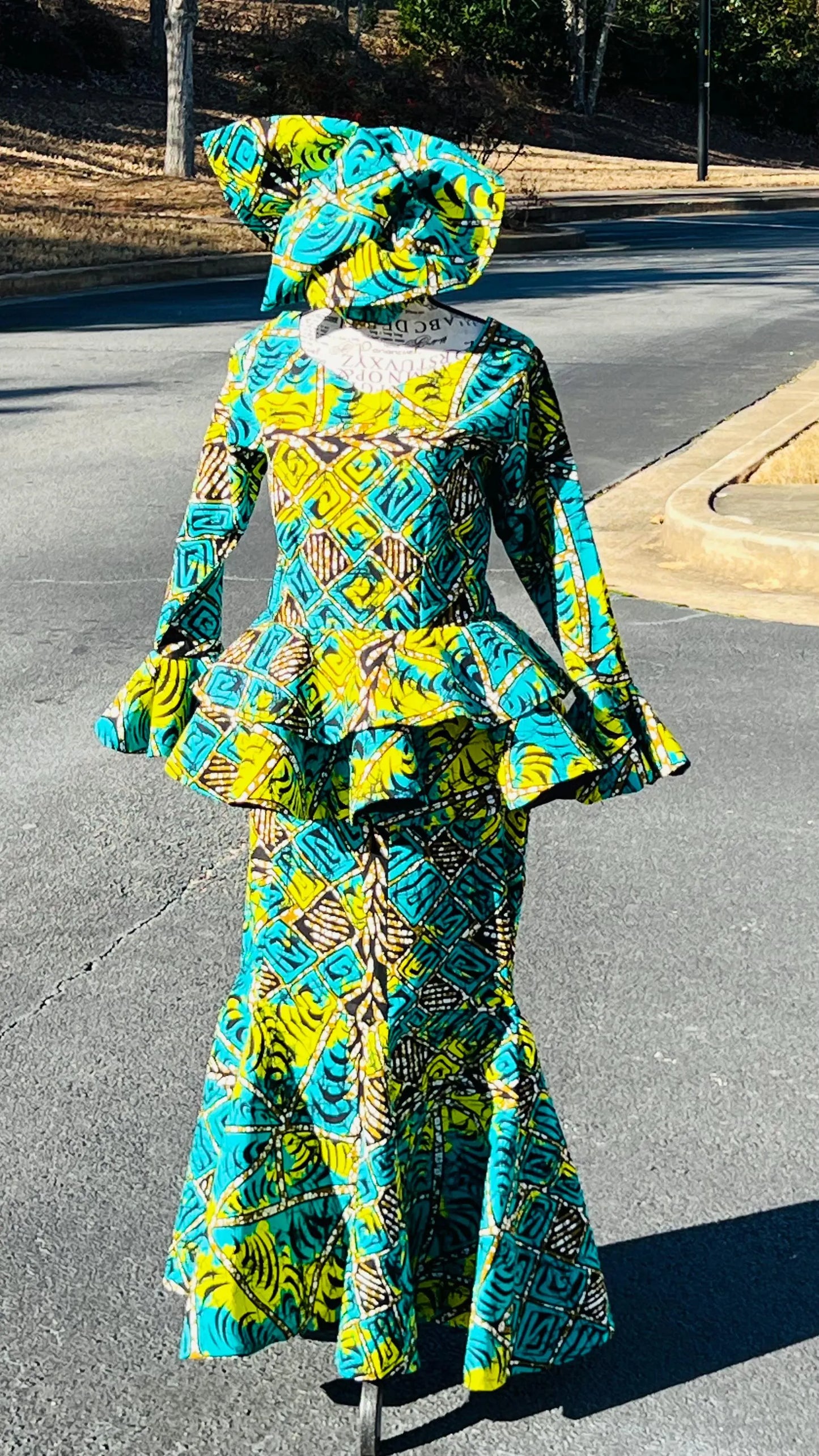 Women's African Style Peplum Top Skirt Set | DelightfulCouture