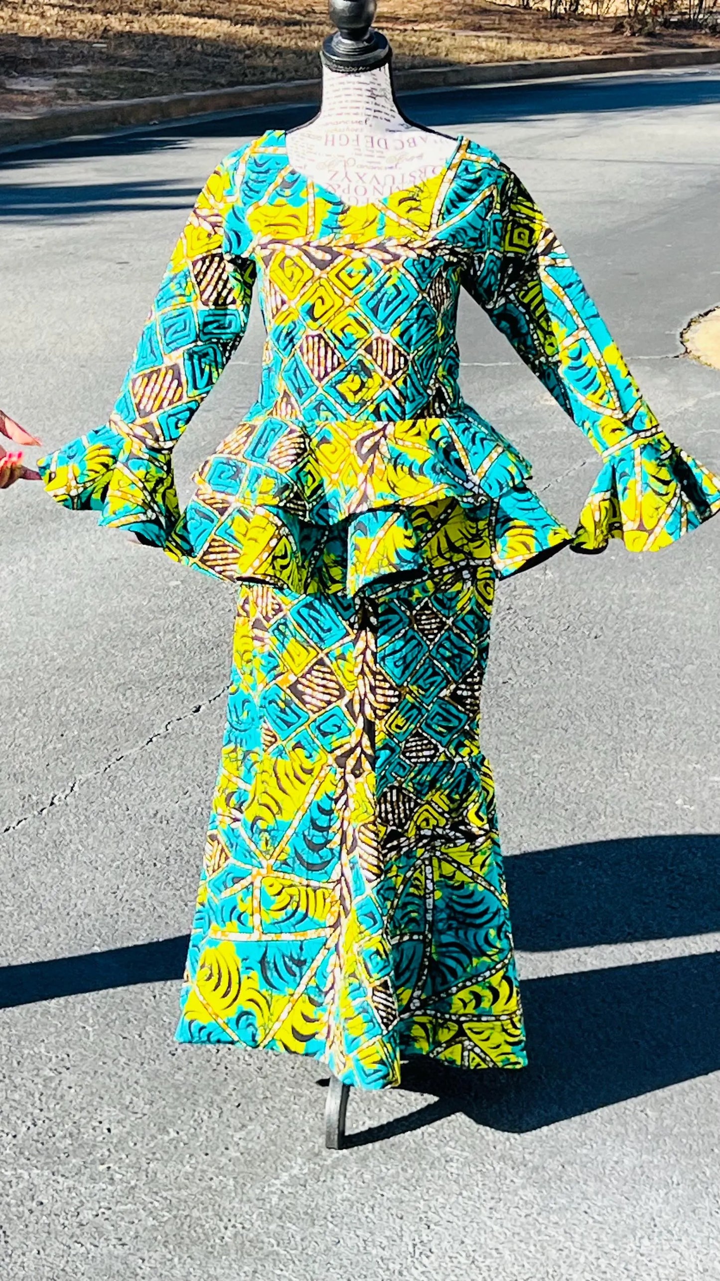 Women's African Style Peplum Top Skirt Set | DelightfulCouture