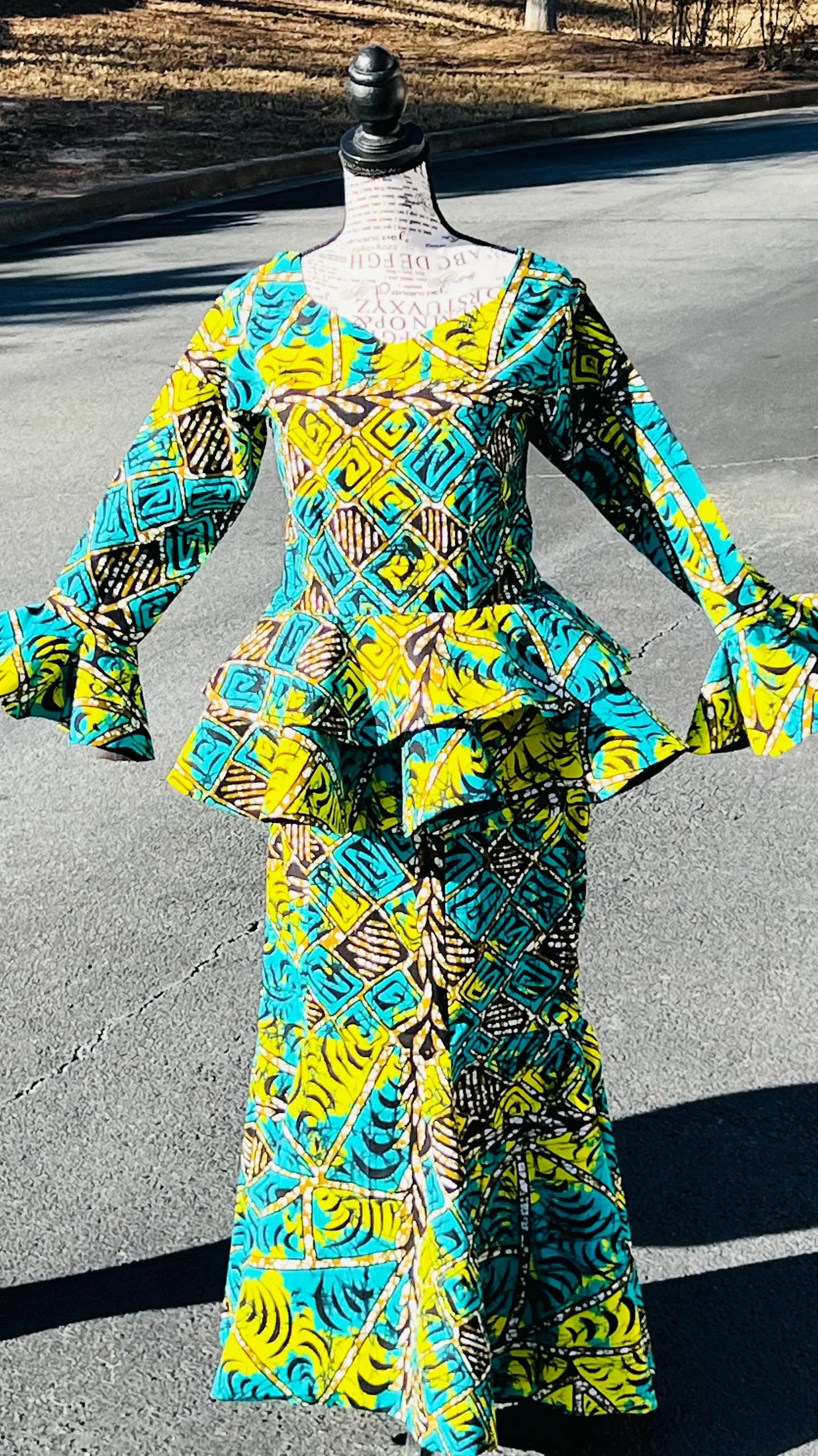 Women's African Style Peplum Top Skirt Set | DelightfulCouture