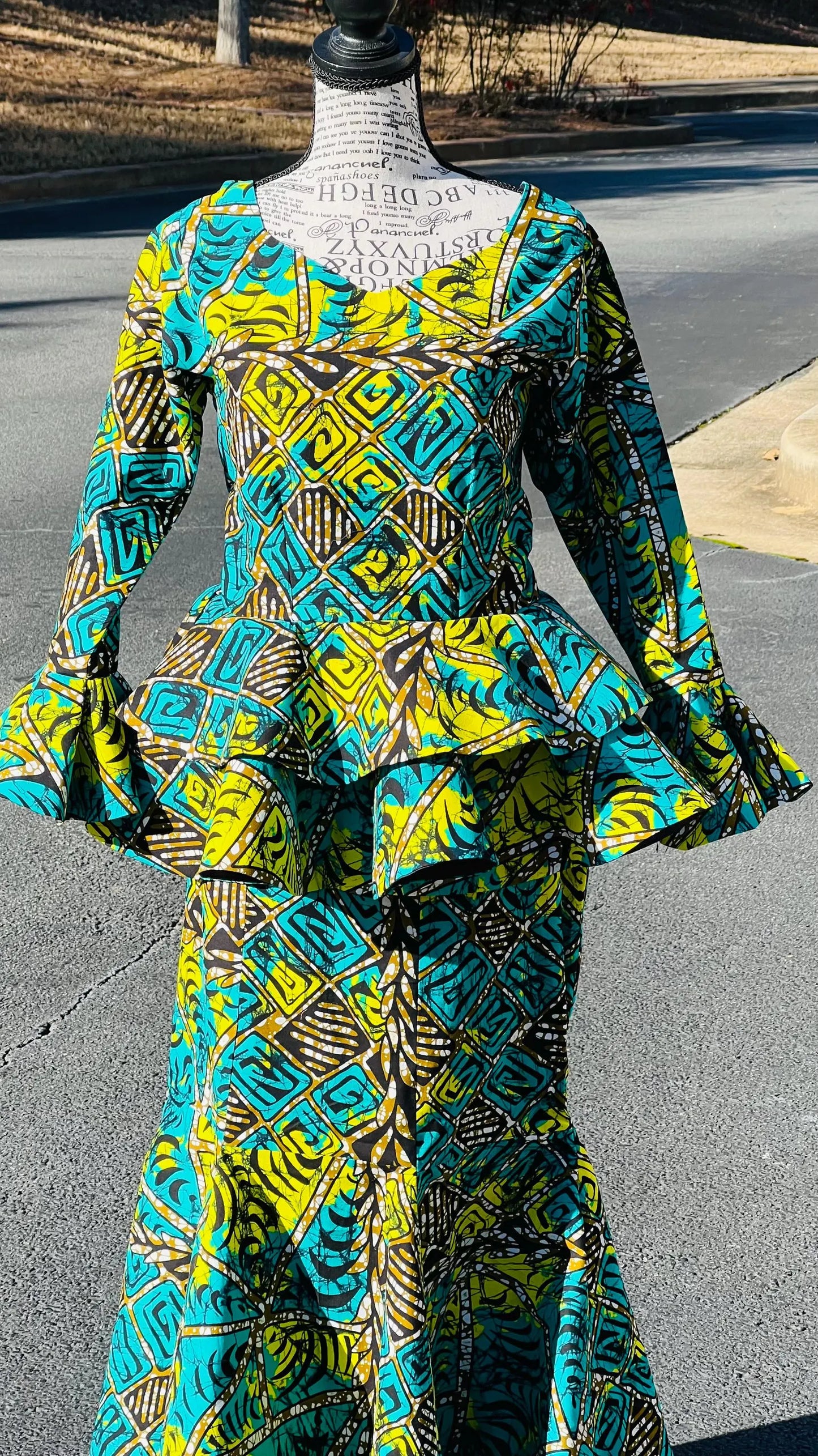 Women's African Style Peplum Top Skirt Set | DelightfulCouture