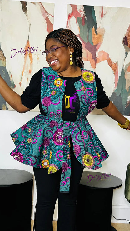 Handmade 720° Ankara Pinafore Peplum - Photo 1 - Delightful Couture