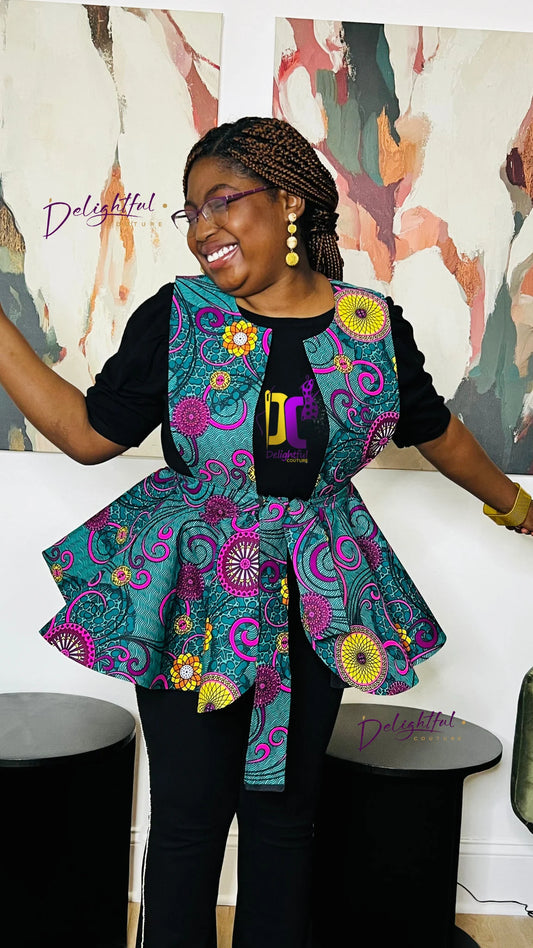 Handmade 720° Ankara Pinafore Peplum - Photo 1 - Delightful Couture