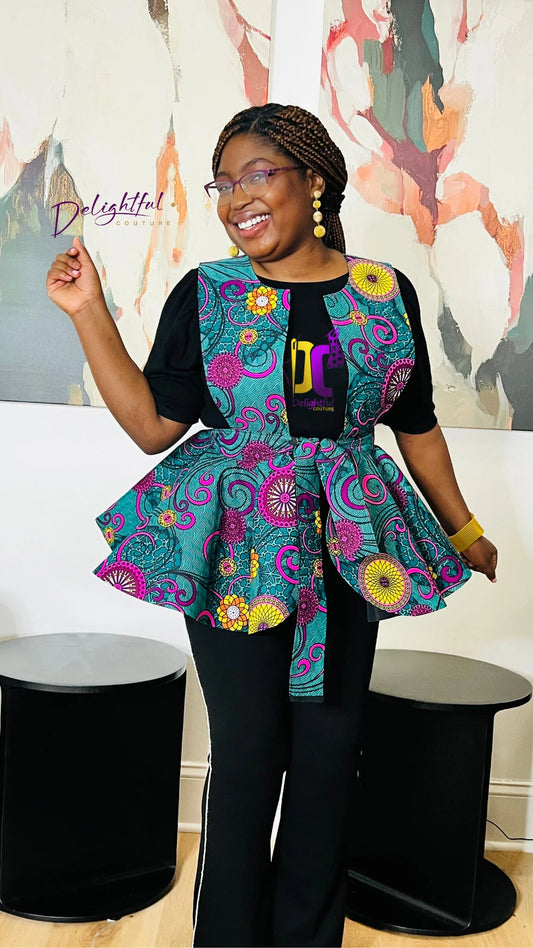 Handmade 720° Ankara Pinafore Peplum - Photo 2 - Delightful Couture
